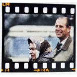 A vintage 1970s negative of Queen Elizabeth II and Prince Philip