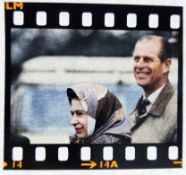 A vintage 1970s negative of Queen Elizabeth II and Prince Philip