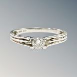 An 18ct white gold diamond solitaire ring, the brilliant-cut stone weighing approximately 0.