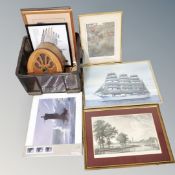 A box of assorted pictures and prints,