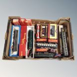 A box of rolling stock, part boxed items, Airfix, Wrenn, Tri-ang,