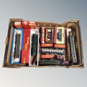 A box of rolling stock, part boxed items, Airfix, Wrenn, Tri-ang,