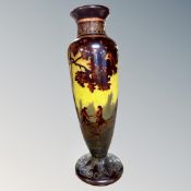 A French art glass cameo vase bearing mark Muller Frers Luneville, height 36cm.