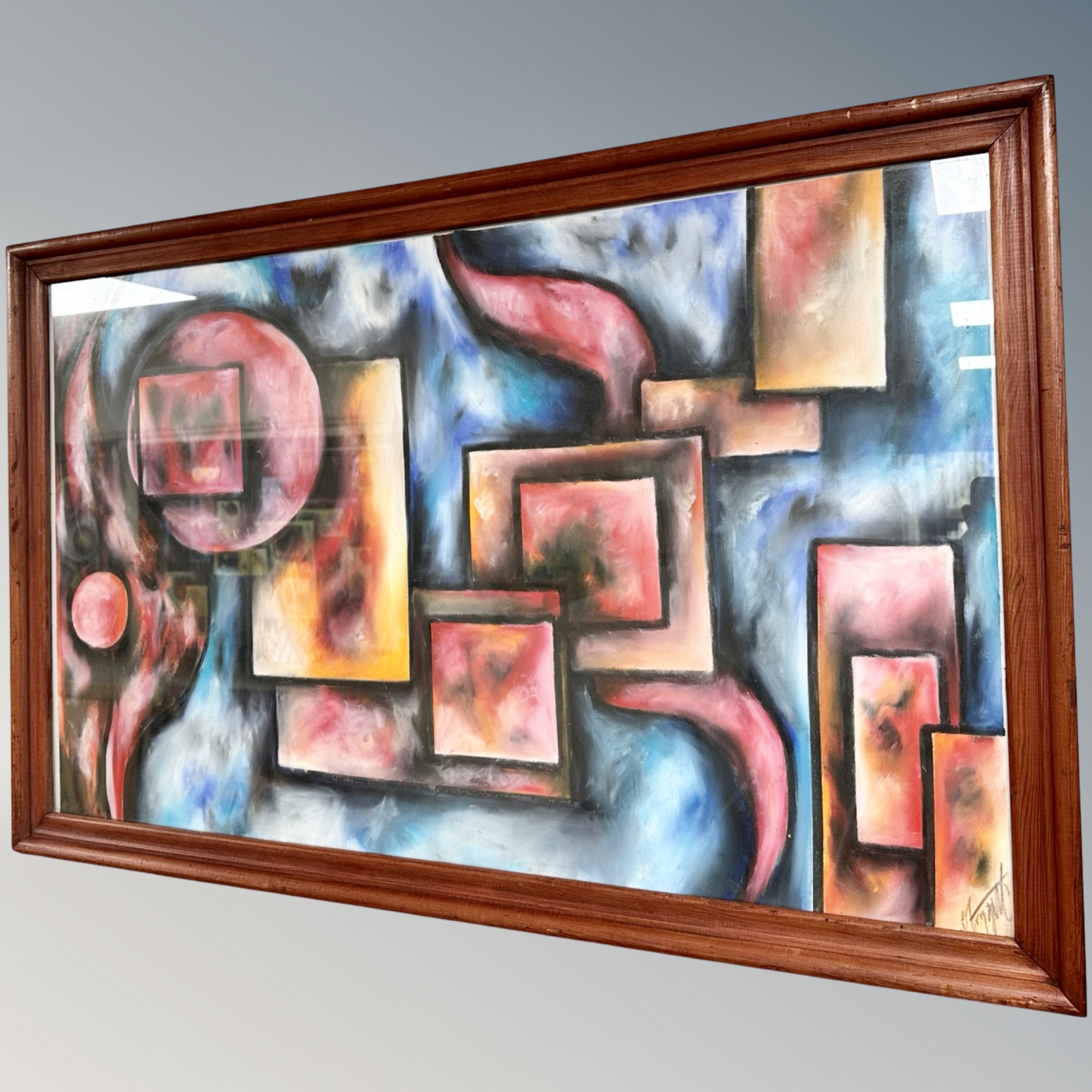 Brian Foggett (Contemporary) : Abstract shapes, oil on canvas, 80 cm x 49 cm, framed.