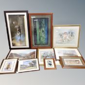 Ten assorted prints, Gordon King signed print, Egyptian prints,