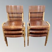 A set of six mid 20th century Tecta bent plywood stacking chairs