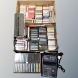 Two crates of CD's and audio cassettes together with a Casio FR-620 TER electric calculator with