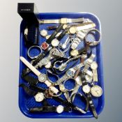 A tray of assorted wristwatches to include Reflex, Sekonda, Accurist,