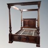 A Victorian style 5' four poster bed,