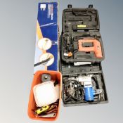 A Professional tiling kit together with a box of tiling accessories and cased power tools