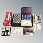 A tray of 20th century flatware including Viners Silver Rose (boxed)