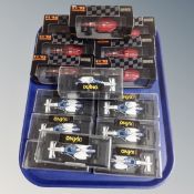 A tray of fifteen Onyx Formula 1 92 Collection racing cars in boxes