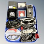 A tray of Gent's sunglasses in cases to include Next, Nike, wristwatches by Accurist and Fitbit,