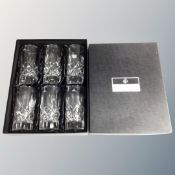 A boxed set of six Royal Doulton crystal highball glasses