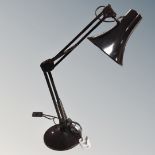 An angle poise desk lamp with set of French boules in carry case