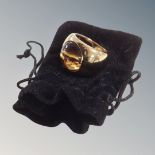 A Lalique gold plated and amber-glass cabochon ring,