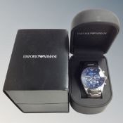 A Gent's Emporio Armani stainless steel wristwatch in box