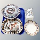 A tray of five piece of 19th century Oriental style china