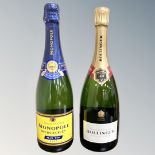 Bollinger Special Cuvee champagne 75cl together wih Monopole Heidsieck blue top Brut 750ml.