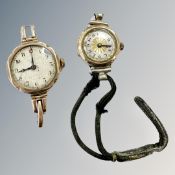 Two 9ct gold lady's wristwatches (both a/f)