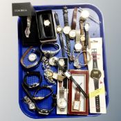 A tray of assorted wristwatches including Timex, Limit,
