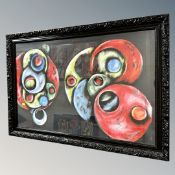 Brian Foggett (Contemporary) : Polychrome circles, oil on canvas, 86 cm x 56 cm, framed.