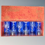 A set of six boxed Bohemian crystal glasses
