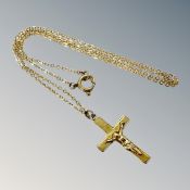 A 9ct yellow gold crucifix on chain, 1.6g.