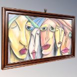 Brian Foggett (Contemporary) : Portrait of five women, oil on canvas, 68 cm x 39 cm, framed.