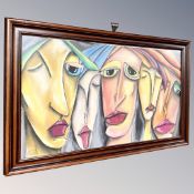 Brian Foggett (Contemporary) : Portrait of five women, oil on canvas, 68 cm x 39 cm, framed.