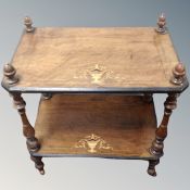 A 19th century inlaid two-tier what-not stand