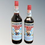 Wood's 100 Old Navy Rum - Two bottles 1 litre and 75cl.