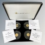 A set of four Jubilee Mint 9ct gold coins, boxed with certificates.