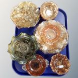 A tray of Fenton glass bowl,