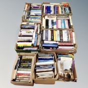 A pallet of nine boxes of hardbacked books, autobiographies, reference,