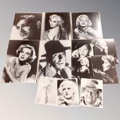 A box of monochrome photographs of Hollywood movie stars including Marilyn Monroe etc,