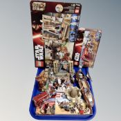 Three Lego Star Wars sets; 75139 Battle on Takodana with mini figures, box and instructions,