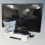 A Samsung 32 inch LCD TV with lead and remote together with Tevion DVD /VCR recorder with remote