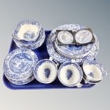 A tray of thirty-eight pieces of Spode Italian tea and dinner ware with two boxed pin dishes,