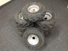 Two sets of four Quad bike wheels with tyres
