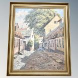 V Albertsen : A Cobbled street, oil on c