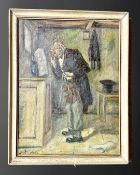 Twentieth century Continental School: The Violinist, oil on canvas, 30 cm x 40 cm,