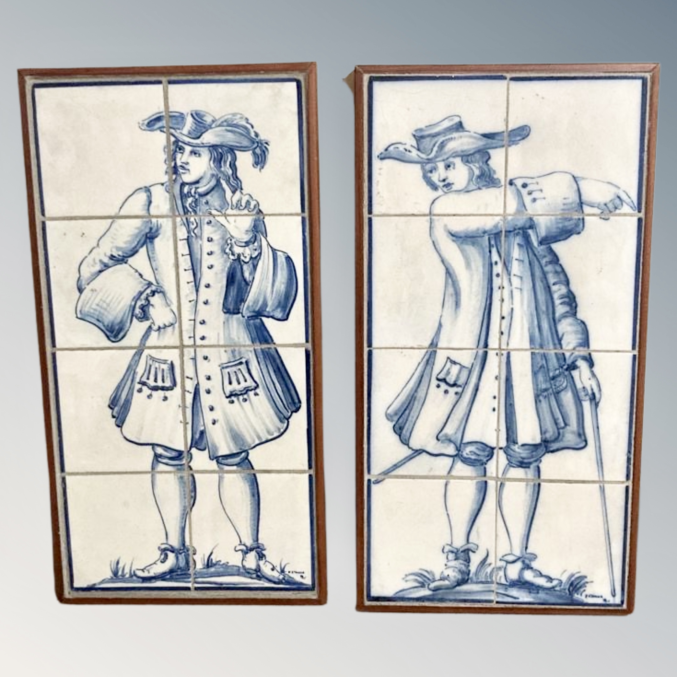 A pair of Continental tiled panels, moun