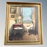 J. Kock : Lady seated at a window, oil o