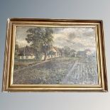 A Pedersen : An allotment view, oil on canvas, 55 cm x 39 cm. Framed.