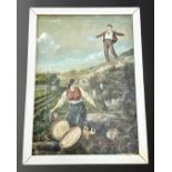 Twentieth century Continental School: Figures on a hillside, oil on canvas, indistinctly signed,