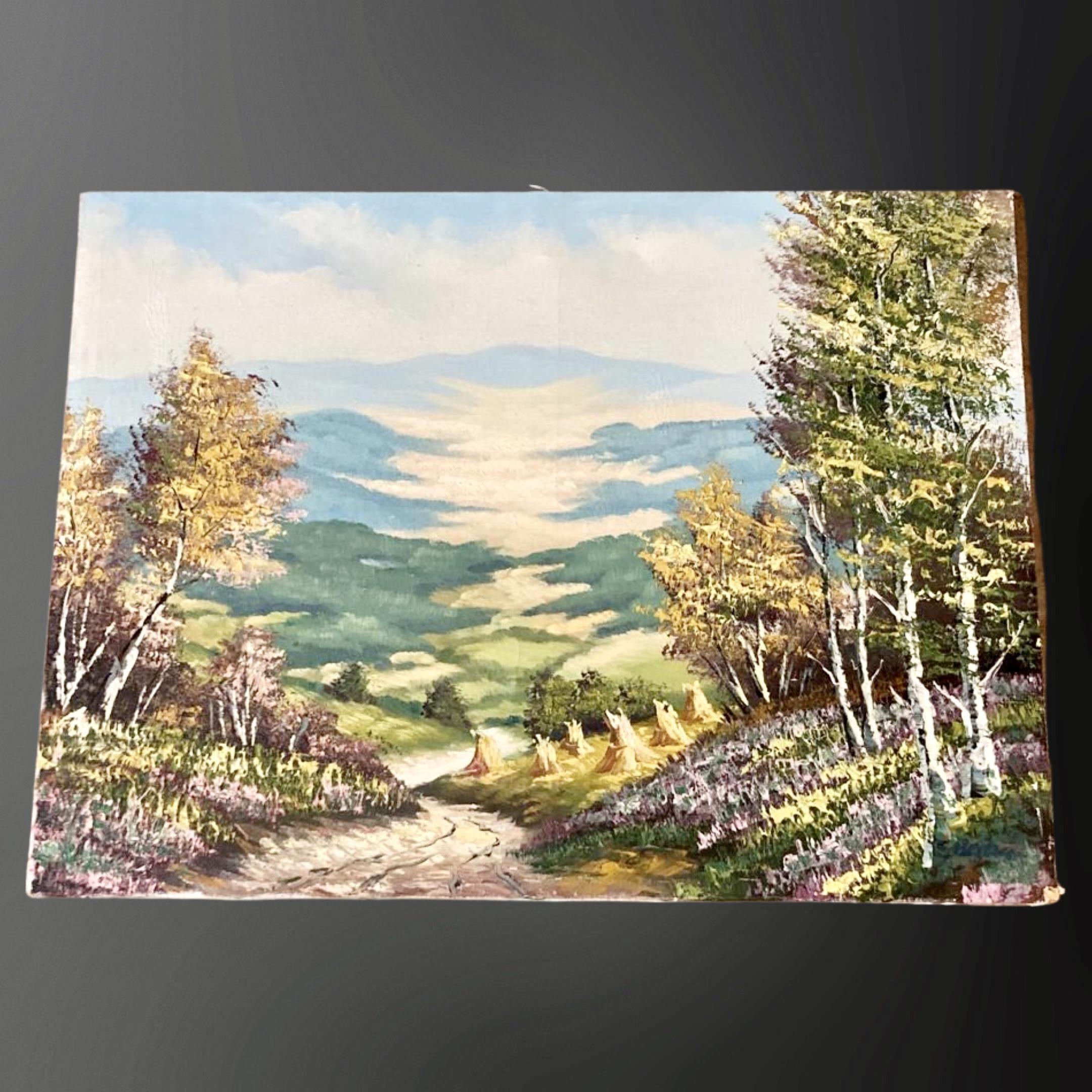 Danish School : Valley view, oil on canv