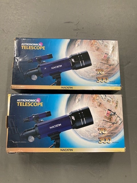 Two Astronomical telescopes, boxed, reta