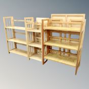 Five sets of pine folding bookshelves