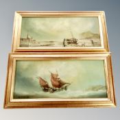 A pair of P J Wintrip nautical oils on board